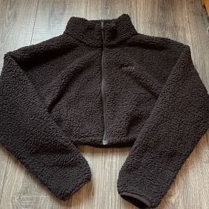 Skims cropped teddy jacket